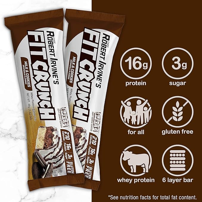 FITCRUNCH Protein Bars Snack Size Variety Pack Gluten Free 18 Pack