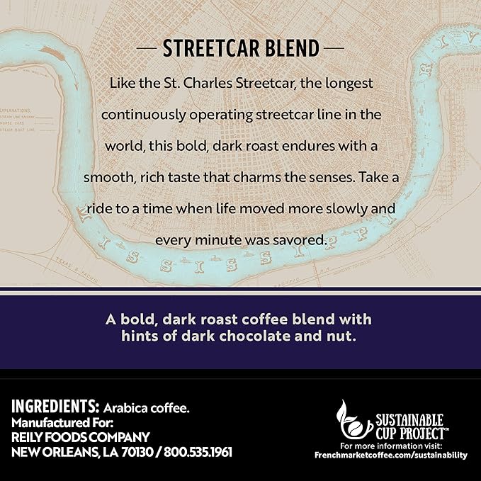French Market Streetcar Blend Dark Roast Single Serve Coffee Pods 12ct Box (Pack of 6)