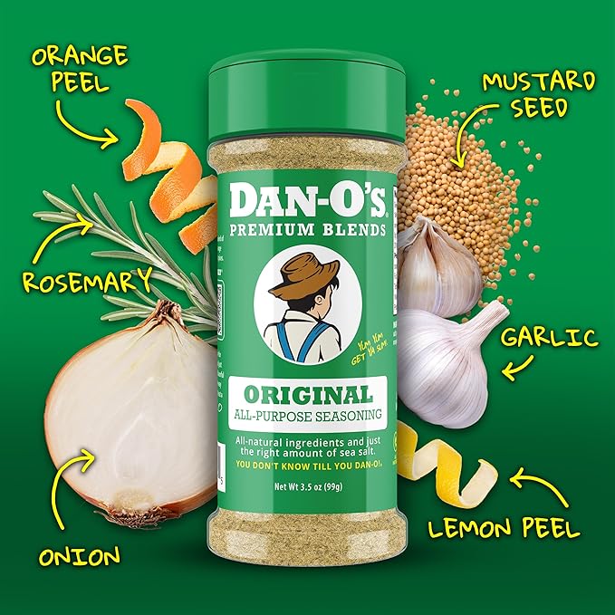 Dan-O's 4 Bottle Seasoning Set Small Bottles 4 Pack Includes Original Preem-O SEA-soning and Cajun Seasonings Sugar Free Zero Calorie Use this Seasoning Kit to Craft a Marinade Rub or Sauce