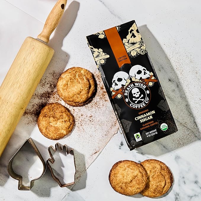 Death Wish Coffee - Organic Cinnamon Sugar Flavored Ground Coffee (27 Ounces)