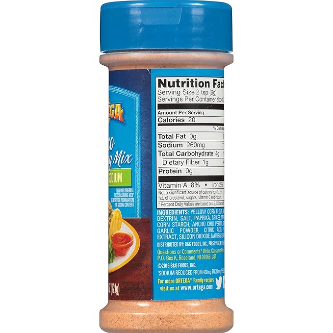 Ortega Seasoning Mix Reduced Sodium Taco 4.3 Ounce (Pack of 12)