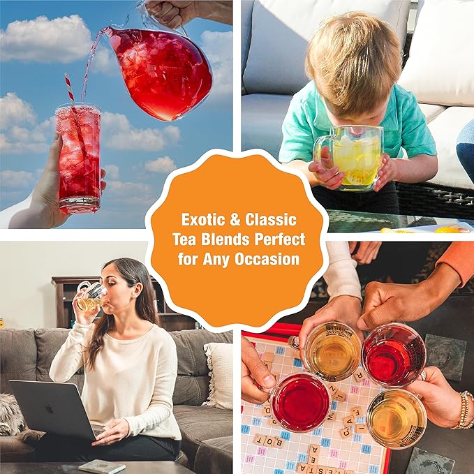 Tiesta Tea - Fruity Tea Sampler Dry Flight Set Loose Leaf No Caffeine Makes Hot and Iced Assorted Fruit Brews with Mango Peach Orange Drinks &amp More 8 Resealable Sample Pouches