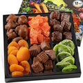 12-Pack Snackberry Premium Fruit &amp Chocolate Gift Box – Assortment with Chocolate Pecans Dried Apricots Kiwi Slices Papaya Sea Salt Caramels &amp Milk Chocolate Caramels – Perfect for Gifting