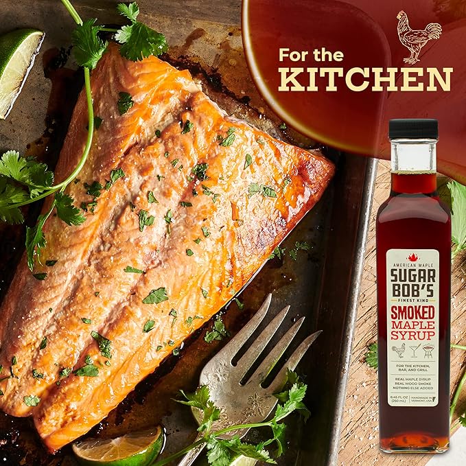 Sugar Bob’s Finest Kind - Smoked Maple Syrup Real Maple Syrup Infused with Wood Smoke Made in Vermont For the Bar Kitchen and Grill 8.45 fl oz