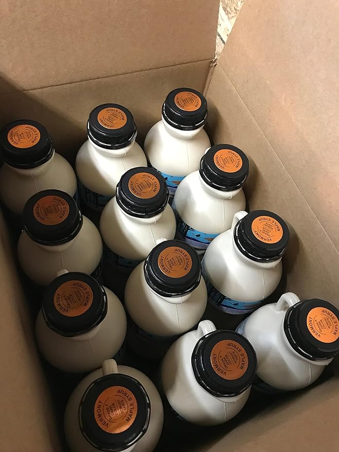 Wedding Favors Party Favors Holiday Gifts. Case of 12 Half-Pint Jugs of Pure Vermont Maple Syrup