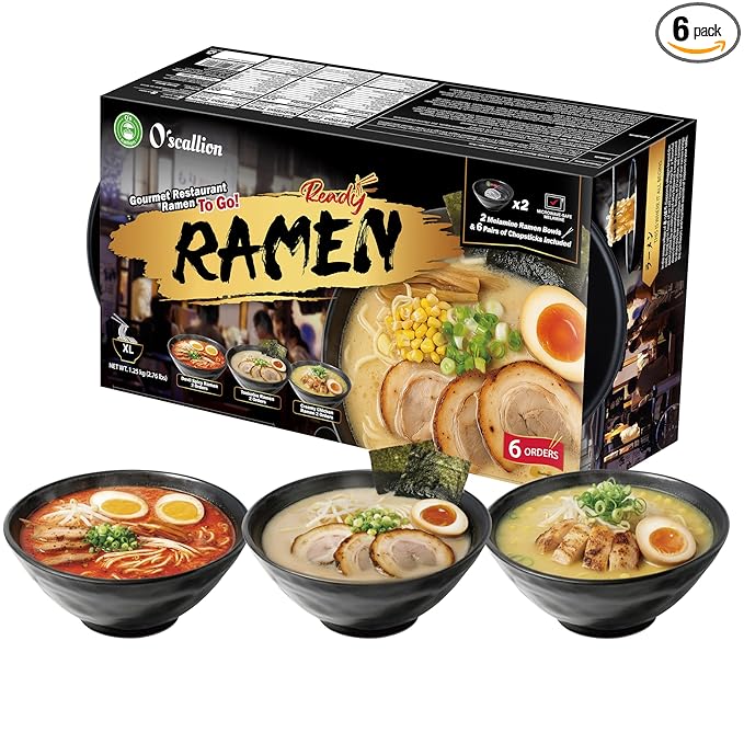 O'scallion Pack of 6 Ramen Noodles (Variety (3 flavor))