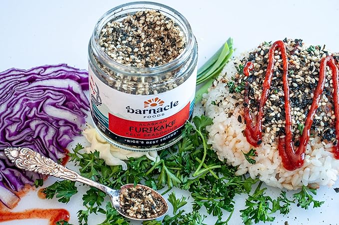 Barnacle Foods Furikake Kelp Seasoning | 2.5 oz. | Japanese Inspired Rice Seasoning | Seaweed Seasoning For Rice Seafood Meats Salads &amp Popcorn | Made in Alaska | 2 Pack