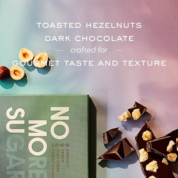 NOMOSU | Organic 72% Dark Chocolate with Hazelnut | 65g | 4 Pack | Sugar Free | USDA Organic | Vegan | Keto &amp Low Carb Friendly | Bold Cacao with Crunchy Hazelnuts | Guilt Free Chocolate