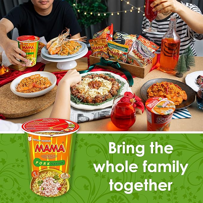 MAMA Noodles PORK Instant Cup of Noodles with Delicious Thai Flavors Hot And Spicy Noodles with Pork Soup Base No Trans Fat with Fewer Calories Than Deep Fried Noodles (Pork Flavor 6 Pack)