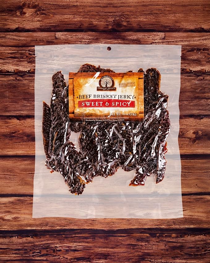 Mahogany Smoked Meats: Sweet N Spicy Brisket Jerky - 16oz