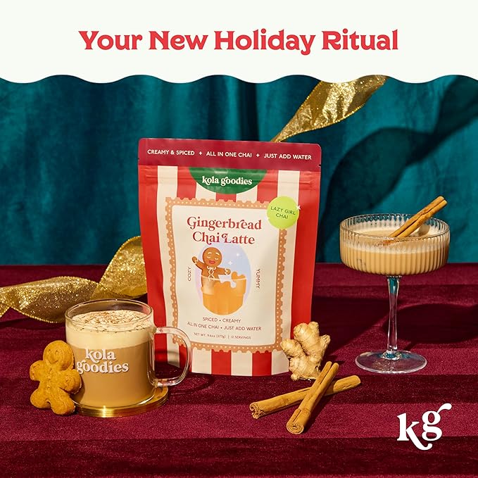 Gingerbread Chai Latte – 12 Spiced Chai Servings – Ceylon Tea Powder with Whole Milk – Cozy Holiday Chai Mix – No Refined Sugar – Cinnamon Ginger Blend