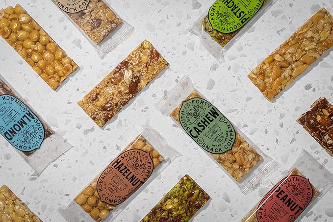 South 40 Snacks Crunchy Nut Bars Mix of 6 Variety Pack Touch of Honey Natural Protein (40g Bar Pack of 12)