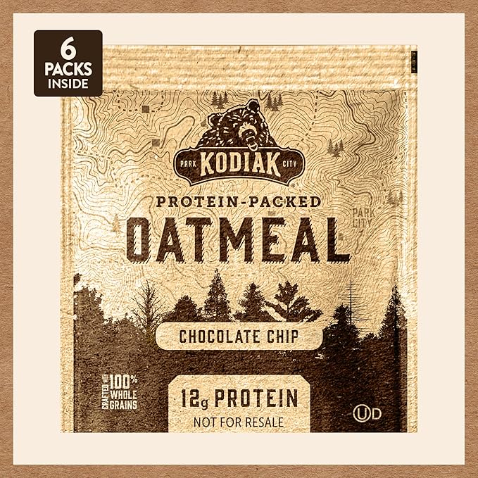 Kodiak Instant Oatmeal Packets Chocolate Chip High Protein 100% Whole Grains 6 boxes with 6 packets each (36 packets total)