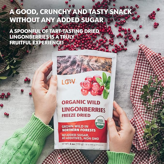 Bundle – 2 items: LOOV Organic Wild Blueberry Powder and Freeze Dried Organic Wild Lingonberries