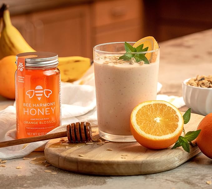 Bee Harmony Honey 5 Pack Variety Pack Contains 5 jars 12 ounces each (Clover Wildflower Orange Blossom Berry and Blueberry)