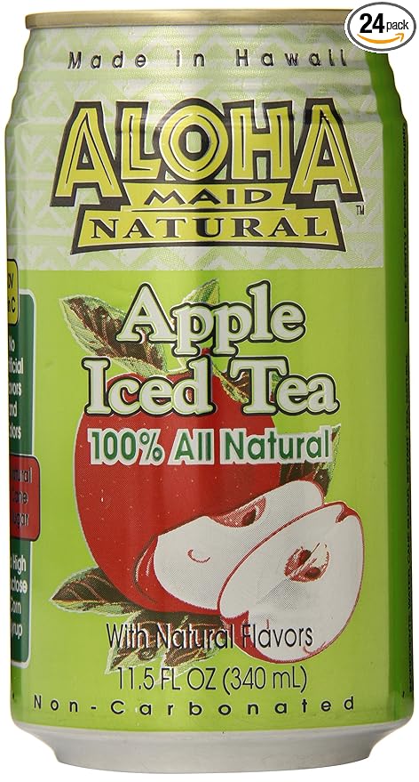 Aloha Maid Natural Iced Tea Apple 11.5 Ounce (Pack of 24)
