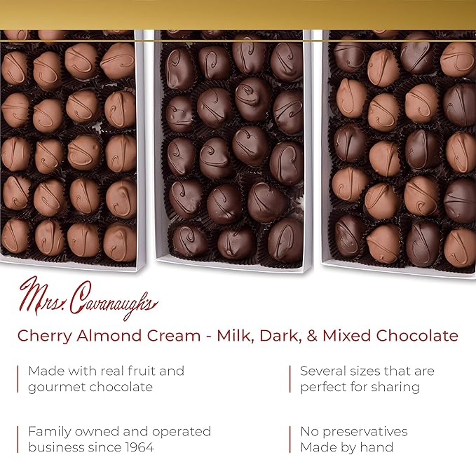 Mrs. Cavanaugh’s 2 lb Cherry Almond Cream Mixed (Milk 65% &amp Dark 35%) Chocolate