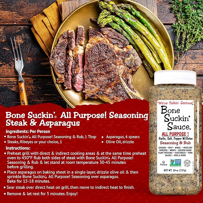 Bone Suckin' ALL PURPOSE! Seasoning &amp Rub 26 oz Zero Calorie Sugar Free Gluten Free Non GMO Kosher No MSG!