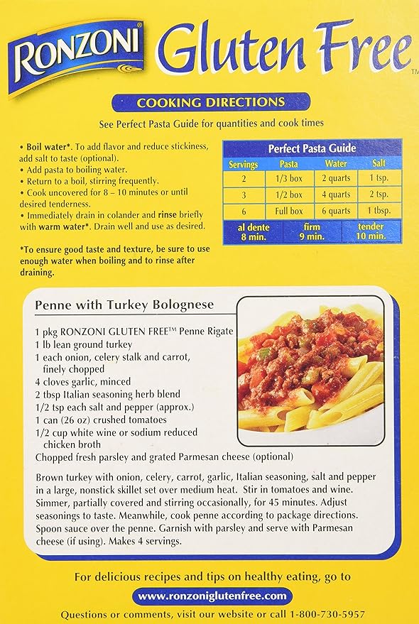 Ronzoni Gluten Free Penne Rigate Pasta (Case of 8)