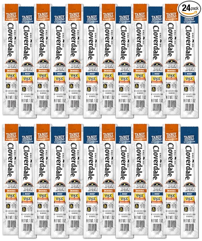 Cloverdale Tangy Snackers Summer Sausage Stick 1 Ounce Variety – Individually Wrapped Summer Sausage Beef Sticks Soft Bite Meat Sticks Summer Sausage Sticks