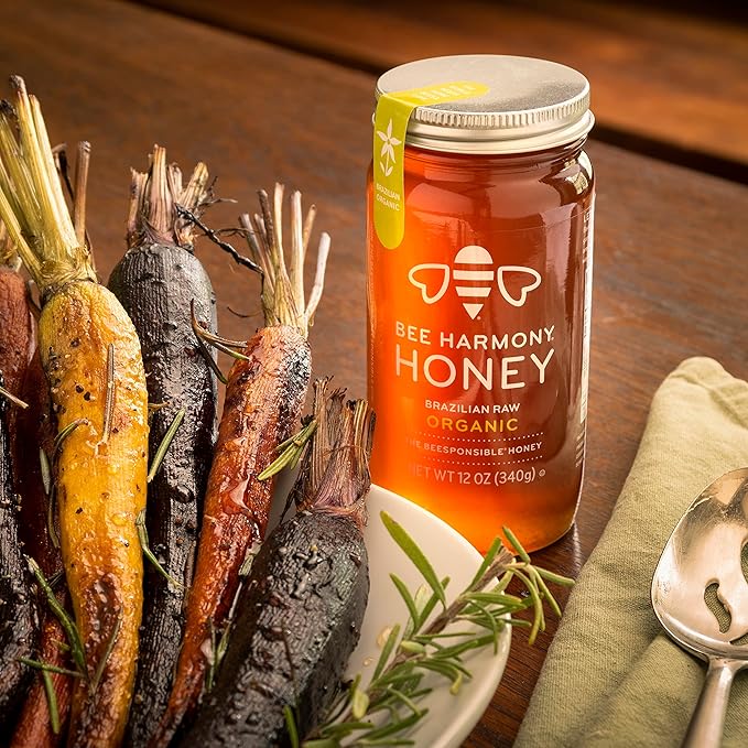 Bee Harmony Organic Raw Honey 12 OZ (Pack of 2 Jars)
