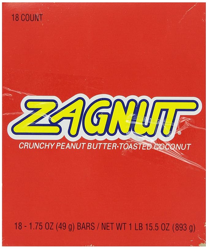 ZAGNUT Peanut Butter Coconut Candy Bar 1.75 Ounce (Pack of 18)