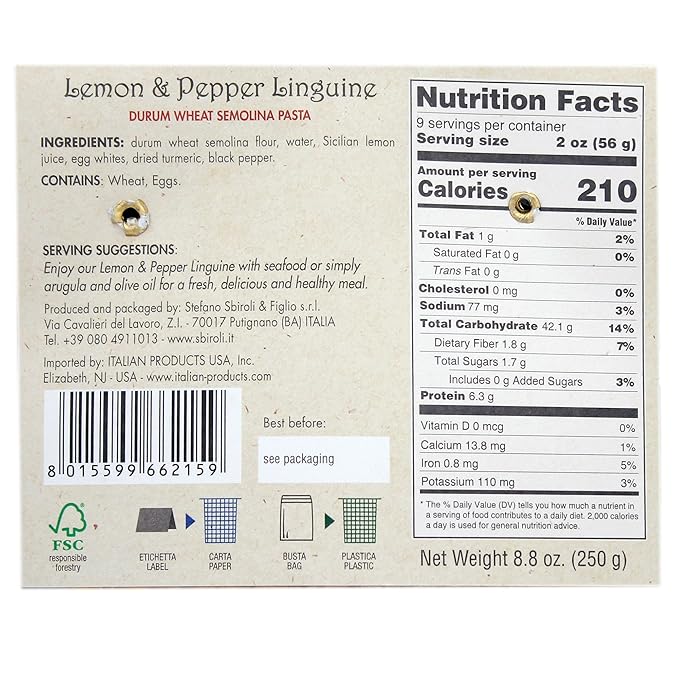 Sbiroli Flavored Linguine (Lemon &amp Pepper 4 pack)