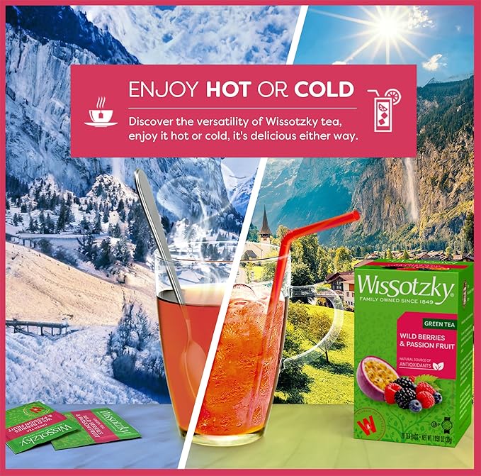 Wissotzky Wild Berries &amp Passion Fruit Green Tea (6 Pack - 120 Tea Bags | Antioxidant Rich | Tropical Blend Green Tea Bags