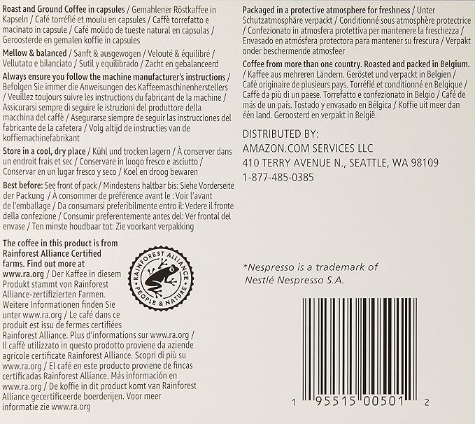 Amazon Brand - Solimo Espresso Capsules Medium Roast Compatible with Original Brewers Pack of 1x50 Capsule (50 count)