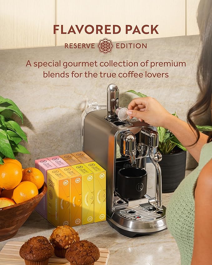 ROSSO CAFFÈ Espresso Coffee Pods for Nespresso Original Machines - 80 Capsules Flavored Pack 4 Rich and Balanced Flavors (Chocolate Vanilla Crème Caramel Hazelnut) - Made in Italy
