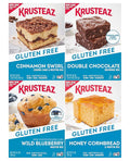 Krusteaz Gluten Free Baking Mix Variety Pack 1 Cinnamon Swirl Cake Mix 1 Double Chocolate Brownie Mix 1 Wild Blueberry Muffin Mix 1 Honey Cornbread Mix (4 CT)