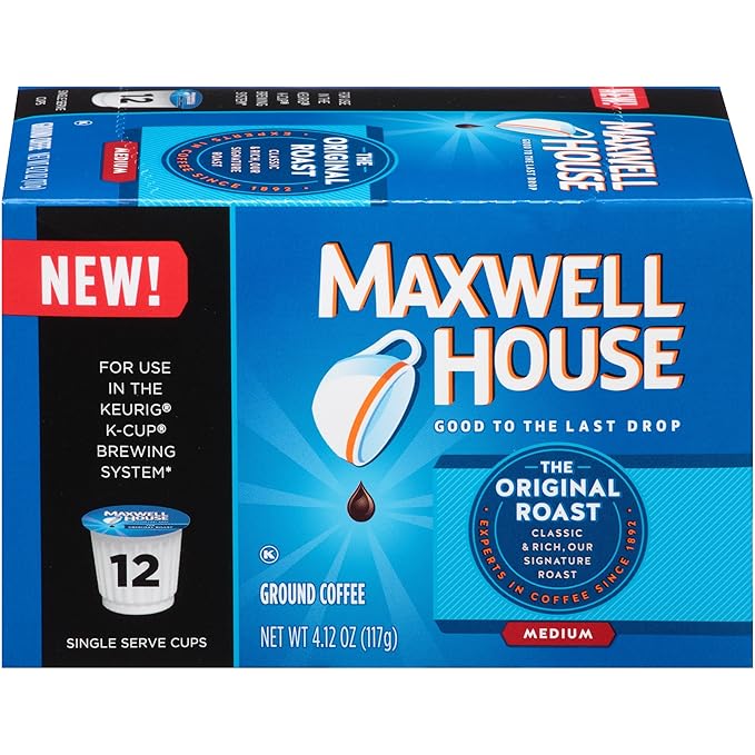 Maxwell House Single Serve K-Cups Cafe Collection Original Roast 12 Count 4.12oz Box (Pack of 6)