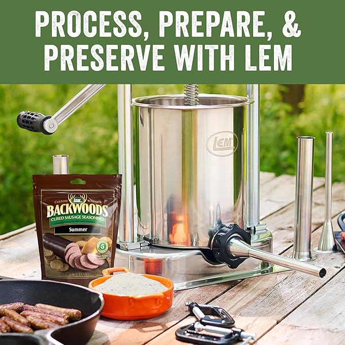 LEM Products Backwoods Summer Sausage Cured Sausage Seasoning Kit Ideal for Wild Game Seasons Up to 20 Pounds of Meat 1 Pound 2.5 Ounce Package with Pre-Measured Cure Packet Included