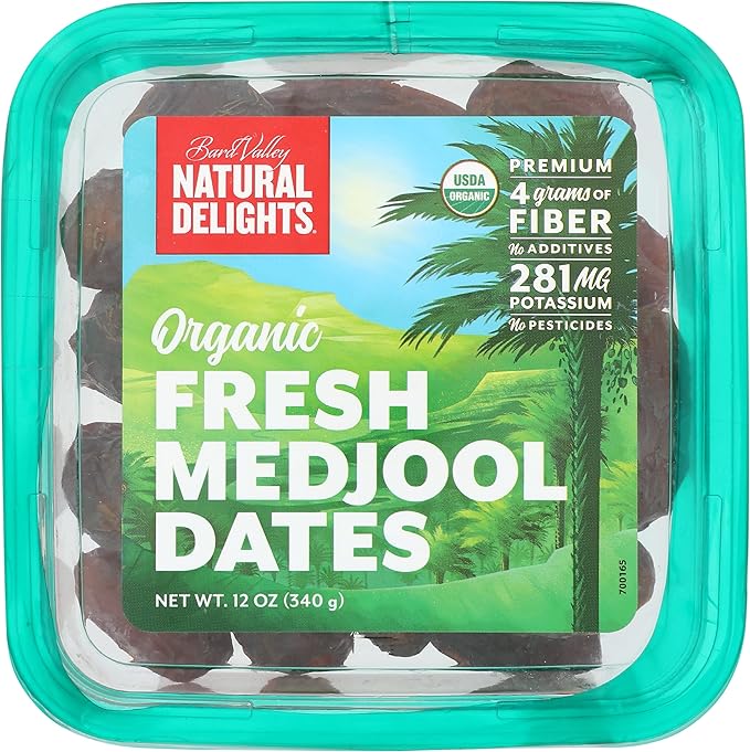 Bard Valley Organic Fresh Whole Medjool Dates Non-GMO 12 Ounce (Pack of 12)