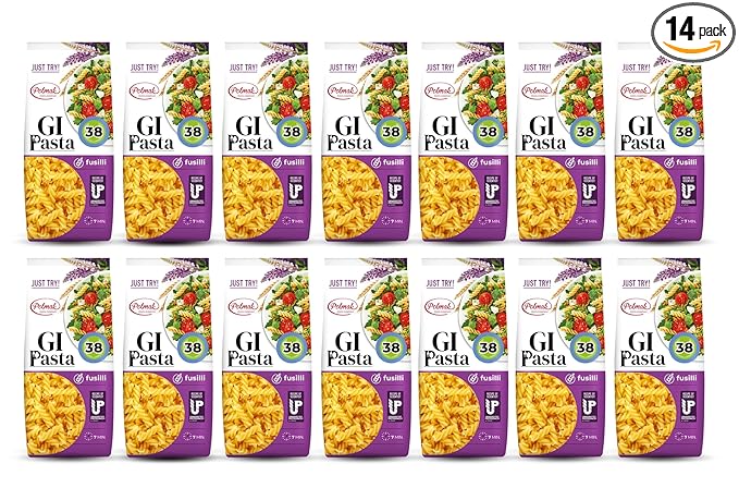 GI Pasta Fusilli 14-Pack (123.2 oz Total) | Low Glycemic Fine-Cut Italian Dry Pasta Perfect for Soups Broths and Light Dishes