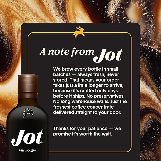 Jot Coffee Concentrate (Original/Dark) High Caffeine Cold Brew Coffee Concentrate Liquid for Iced Coffees Instant Espresso Hot or Cold Instant Coffees - Makes 14 Cups 150mg Caffeine/Tbsp No Sugar