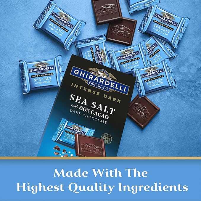 Ghirardelli Sea Salt with 60% Cacao Dark Chocolate Medium Bag (Pack of 12)