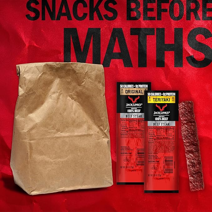 Jack Link's Beef Steak Original and Teriyaki - Protein Snacks Meat Snack Good Source of Protein Made with 100% Beef Individually Wrapped Bulk Snack Pack - 0.8 Oz. (12 Count)