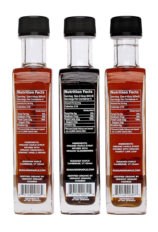Runamok Maple Syrup Gift Box - 3-250ml Bottles of Infused Maple Syrups - Certified Organic by Vermont Organic Farmers