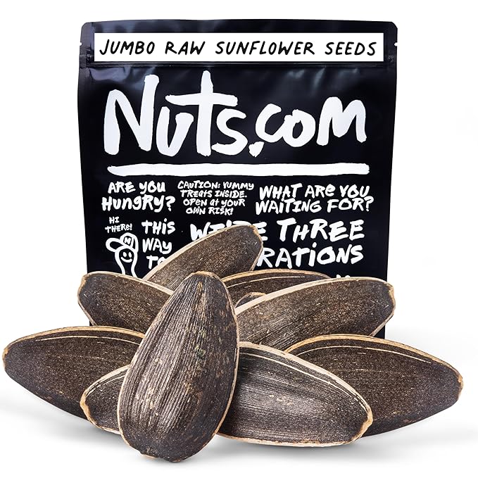 Nuts.com Jumbo Raw Sunflower Seeds (In Shell) - Unsalted Non-GMO USA Grown Gluten-Free - High Protein Heart-Healthy Snack for Eating (2lb)