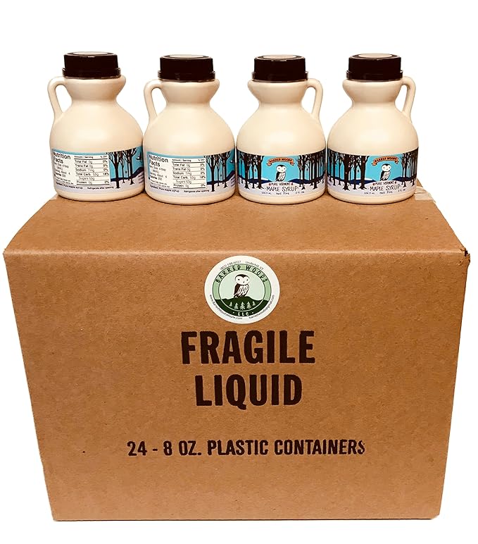 Case of 24 Half-Pint Jugs of Pure Vermont Maple Syrup for Gifts Wedding or Party Favors