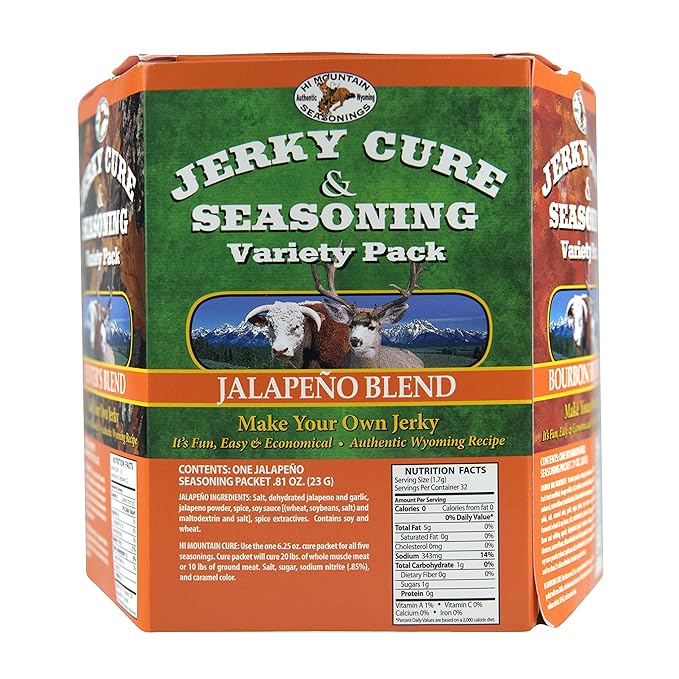Hi Mountain Jerky Seasoning and Cure Kit | VARIETY PACK #3 | 5 Delicious Flavors: Original Hunters Blend Bourbon BBQ Jalapeno Spicy Lime | Make Beef Jerky at Home | Beef Deer Elk &amp Venison