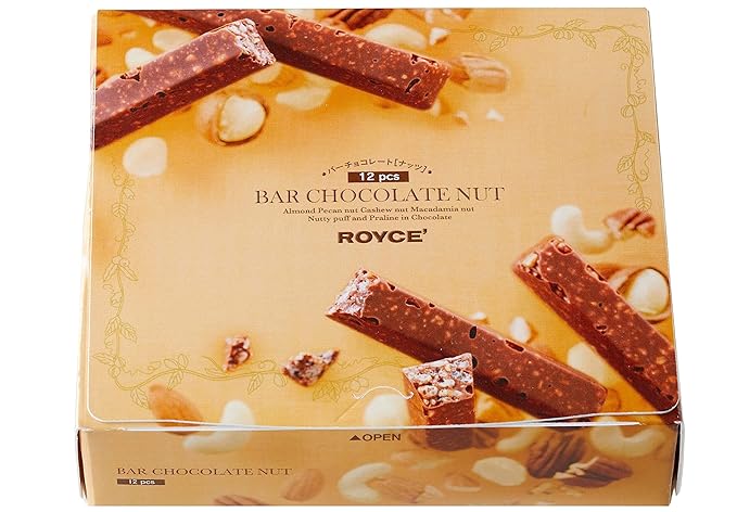 ROYCE' Nut Bar Chocolate - Chocolate Bar with Nuts| Gourmet Snack for Gifting &amp Indulging | Japanese Chocolate Bar from Hokkaido (12 Pieces of Chocolate)