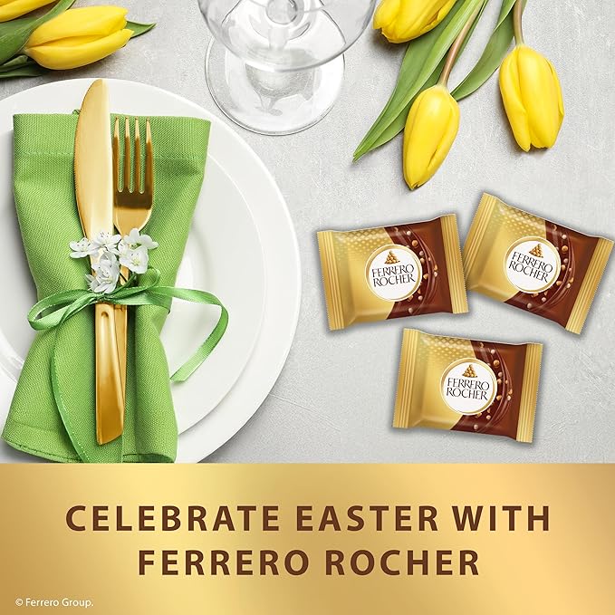 Ferrero Rocher Premium Milk Hazelnut chocolate squares Individually Wrapped Chocolates Great for Sharing or Gifting 60 Pack 3.7 oz Each