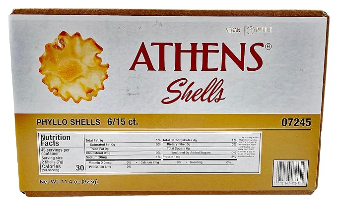 Athens Foods Mini Fillo Dough Shells 15 Per Box (6 Boxes)
