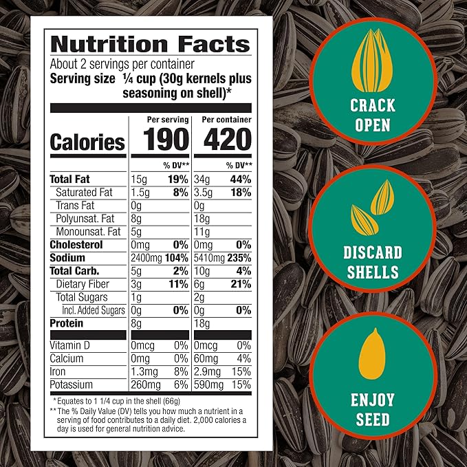 DAVID SEEDS Sour Cream &amp Onion Jumbo Sunflower Seeds Keto Friendly 5.25-oz. Resealable Bag (Pack of 12)