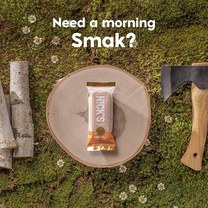 Nick's Smak Bar Protein Bar Peanut Cacao Nib Eat Cold No Added Sugar Protein Keto Snack 14g Protein 6g net carbs 8 Count