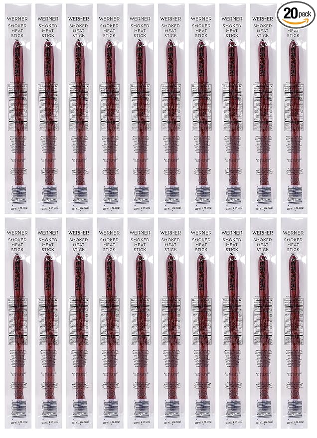 Werner Smoked Individually Wrapped Meat Sticks – 20 Count Meat Sticks 0.8 Ounces – Made in the USA Smoked Jerky Sticks (Teriyaki)