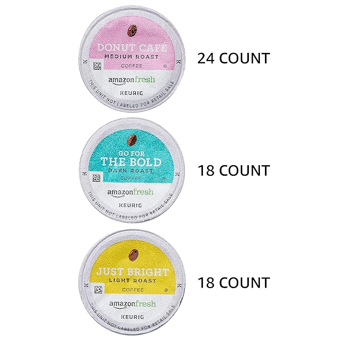 AmazonFresh 60 Ct. Coffee Variety Pack 3 Flavors Keurig K-Cup Brewer Compatible