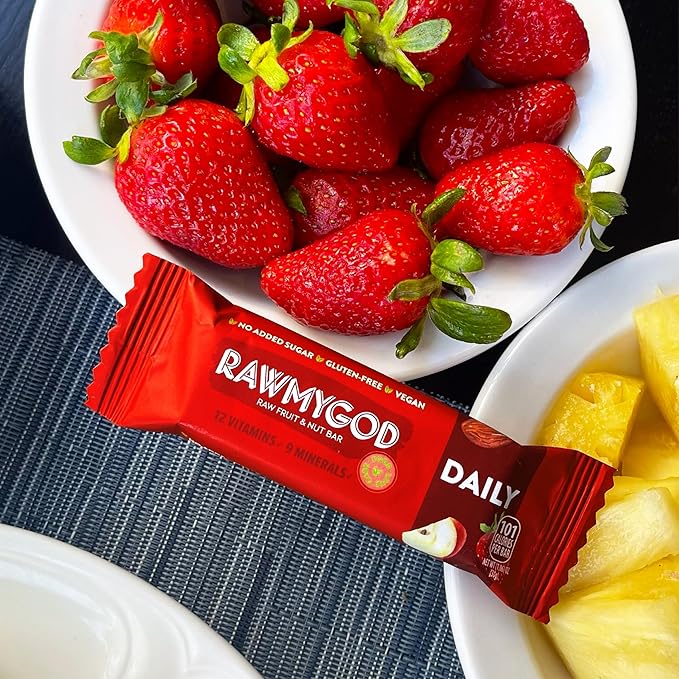 RAWMYGOD Fruit and Nut Bars Gluten Free Vegan No Added Sugar (20 bars Daily)